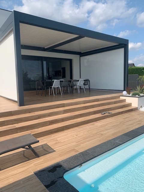INSTALLATION_PISCINE_BETON_TERRASSE_SUR_PLOTS_1 | Etc Carrelage Aménagement de piscine et terrasse sur plots à côté de Mulhouse et Saint-Louis Rixheim 2